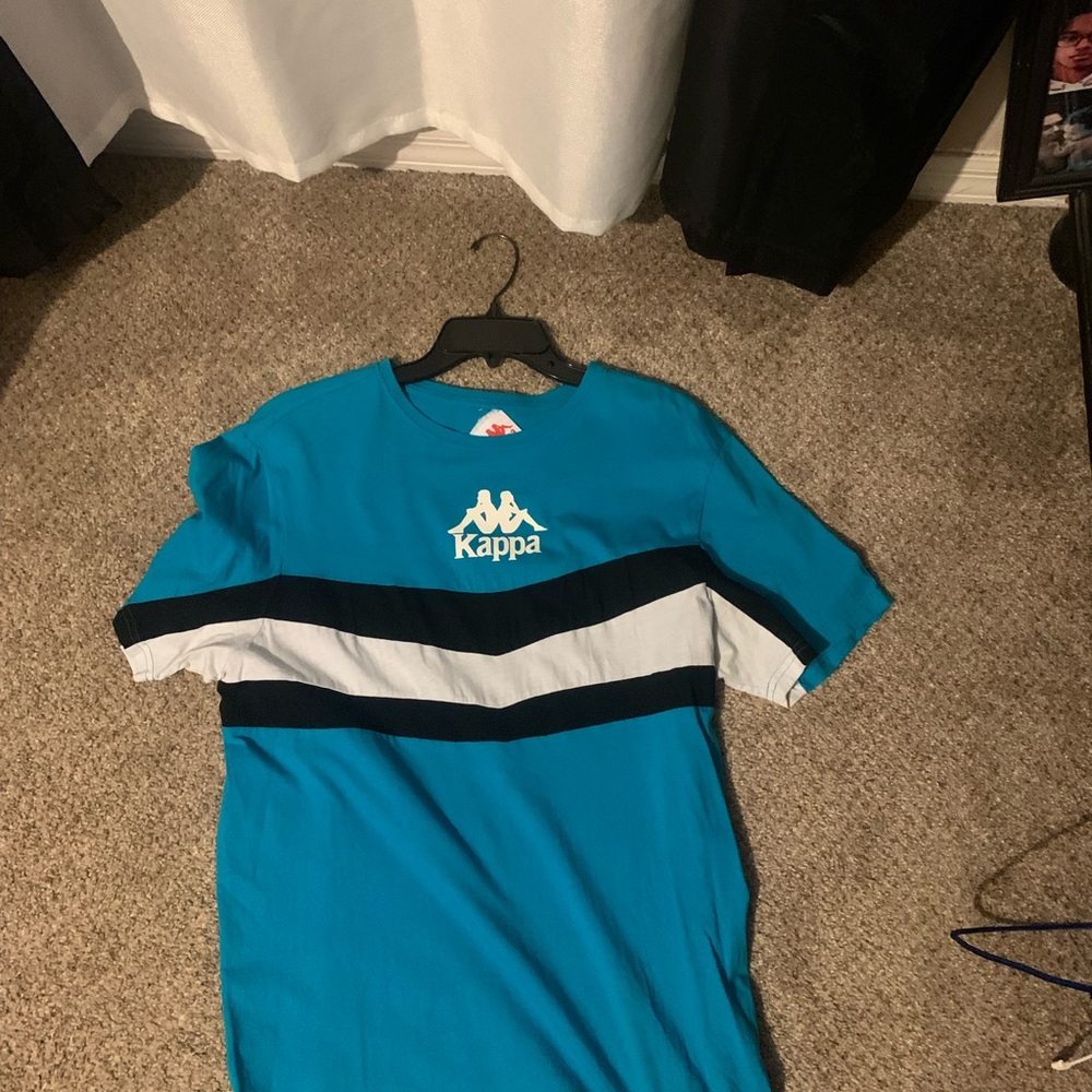 Kappa Men's Teal and Black Short Sleeve Tee